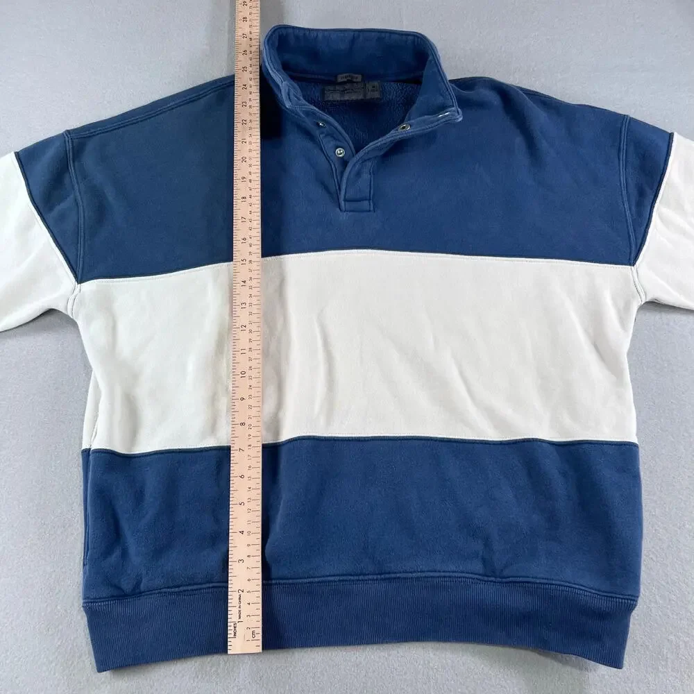 Vintage Abercrombie & Fitch Colorblock Snap Mockneck Sweatshirt Blue White L